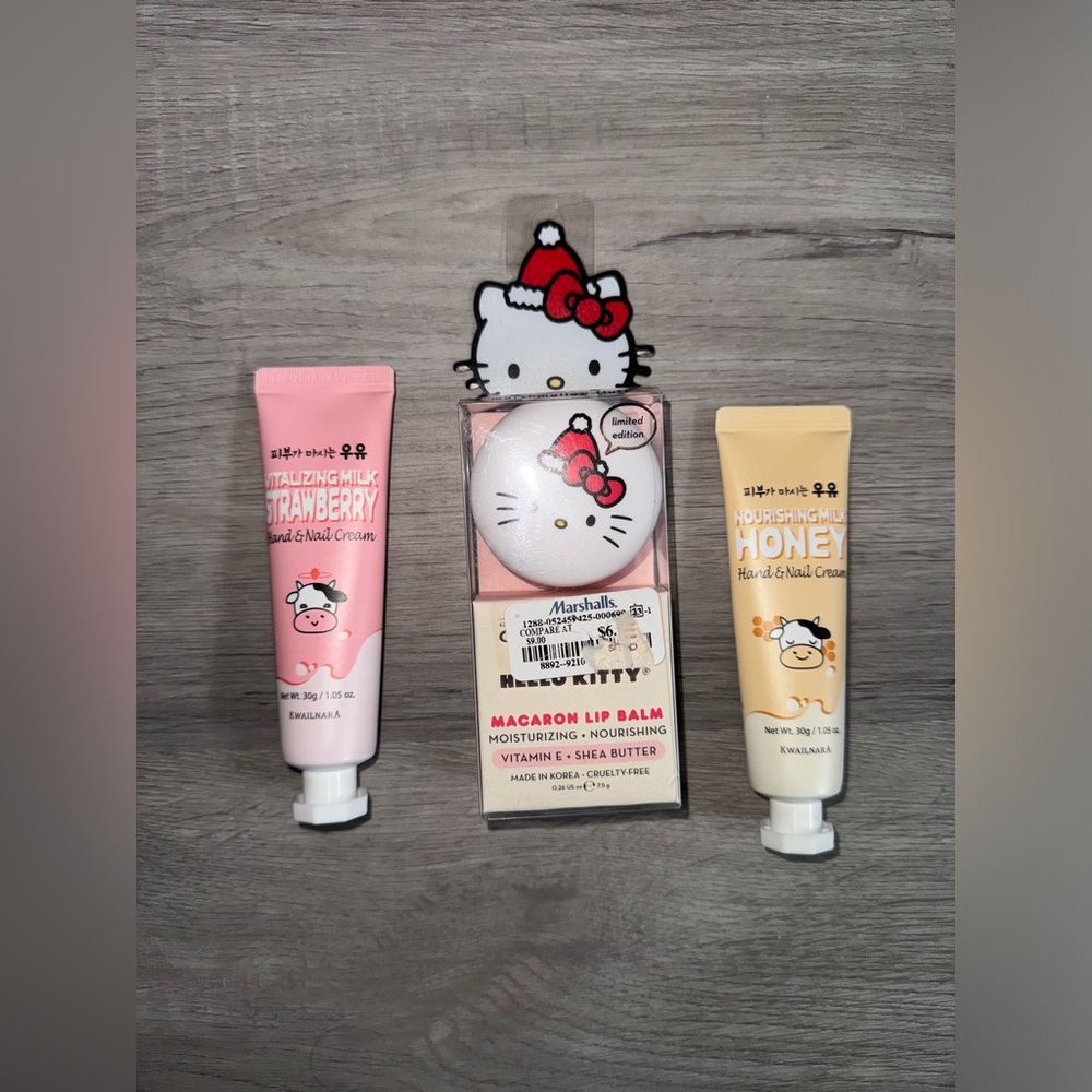 hello kitty limited edition gift set - macaron lip balm & hand/nail cream